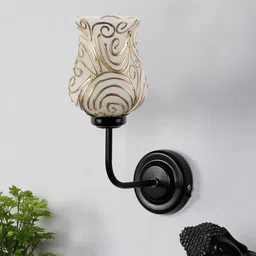 Devansh Beige & Yellow Mosaic Glass Shade Wall Mounted Lamp with Iron Base-image-79
