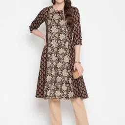 SAVI Floral Printed Pure Cotton Straight Kurta-picture-32