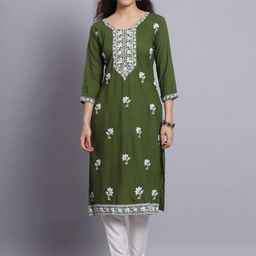 VAIRAGEE Floral Embroidered Thread Work Kurta-20