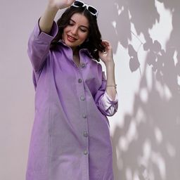 Athena Denim Shirt Collar Shirt Casual Dress-image-47