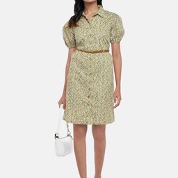 Honey by Pantaloons WOMEN Olive Green Floral Shirt Dress-image-58