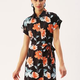 DressBerry Floral Crepe Shirt Dress-image-5
