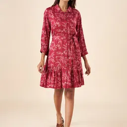 AKKRITI BY PANTALOONS Abstract Printed Shirt Dress-image-43