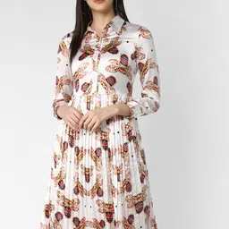 StyleStone White Satin Shirt Dress-image-24