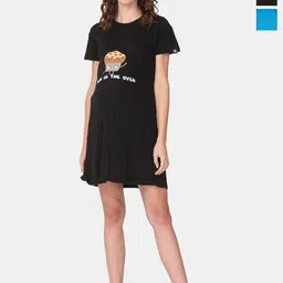 The Mom Store Pack Of 2 Graphic Printed Cotton Maternity T-Shirt Dress-image-92