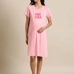mackly Printed Round Neck Short Sleeves Cotton T-shirt Dress-image-3