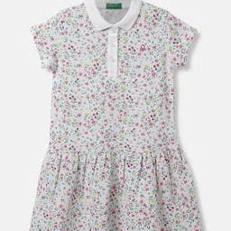 United Colors of Benetton Girls Floral Printed Polo Collar Drop-Waist Dress-image-35