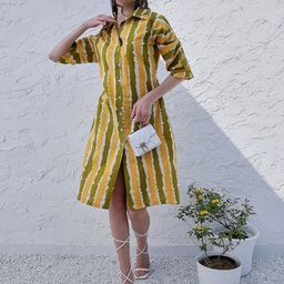 Boho By Athena Abstract Printed Cotton Shirt Casual Dress-image-1