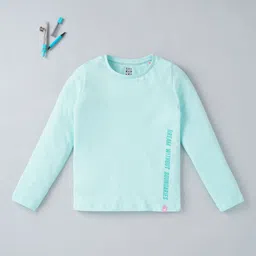Ed-a-Mamma Girls Blue Typography Printed Cotton T-shirt-image-90