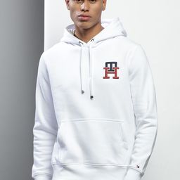 Tommy Hilfiger Men White Embroidered Hooded Cotton Sweatshirt-image-68