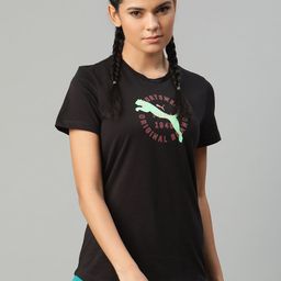 Puma Women Black Graphic 17 Pure Cotton Printed Pure Cotton T-shirt-image-40