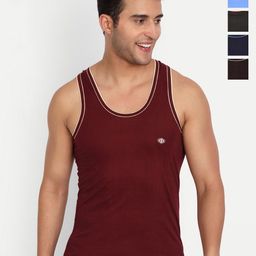 T.T. Titanic Piping Dyed Pure Cotton Pack Of 5 Undershirt Vests-image-70