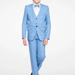 Jeetethnics Boys Blue Checked Single-Breasted 5-Piece Partywear Suit-image-40
