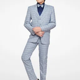 Jeetethnics Boys Checked Single-Breasted 4-Piece Partywear Suit-image-1
