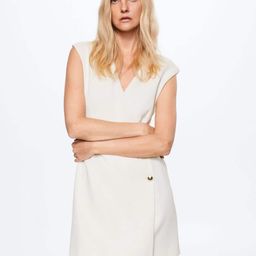 MANGO Women Solid Cream-Coloured Wrap Dress-42