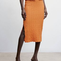 MANGO Side Slit Textured Skirt-44