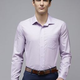 Blackberrys Men Lavender Slim Fit Checked Formal Shirt-image-61