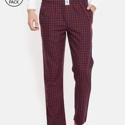 U.S. Polo Assn. Men Maroon & Navy Blue Pack of 2 Checked Lounge Pants-image-50