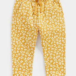 mothercare Girls Mustard Yellow Printed Pure Cotton Trousers-image-47