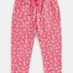 mothercare Infant Girls Pink Floral Print Pure Cotton Trousers-image-91