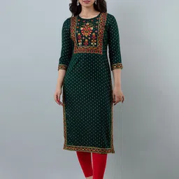 STYLE ANGEL Round Neck Embroidered Straight Kurta-image-33