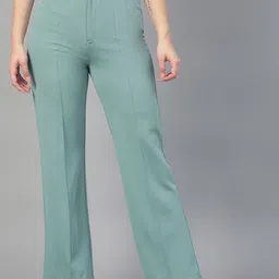 CURVE BY KOTTY Women Relaxed Straight Leg Straight Fit High-Rise Easy Wash Trousers-13