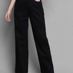 Xpose Women Comfort Wide Leg High-Rise Dark Shade Clean Look Pure Cotton Jeans-image-55