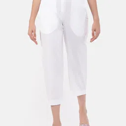 GRASS by Gitika Goyal Women White Classic Straight Fit High-Rise Trousers-image-34