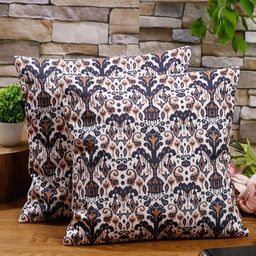 Alina decor Blue & Brown Set of 2 Ethnic Motifs Square Cushion Covers-1