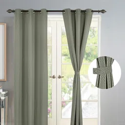 Deco Window Grey Set of 2 Room Darkening Door Curtain-2