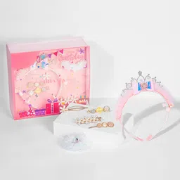 HAIR DRAMA CO. Girls Set of 6 Embellished 1 Tiara, 1 Hair Ties & 4 Hair Pins Gift Box-image-45