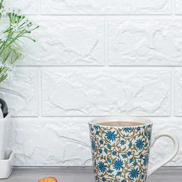 Femora White & Blue Floral Printed Ceramic Matte Set Of 4 Mugs-10