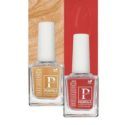 PERPAA Set of 2 Colorich Vegan Nail Polish 10ml Each - Golden Bliss 10 & Bold Red 12-50