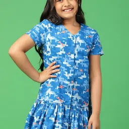 Somersault Girls Floral Print Drop-Waist Dress-32