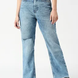 Pepe Jeans Women High-Rise Slash knee Light Fade Stretchable Jeans-image-94