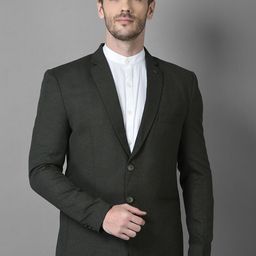 Canary London Men Olive Green Solid Single Breasted Blazer-image-93