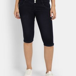 Next One Women Blue Solid Skinny Fit Cotton Capris-image-72