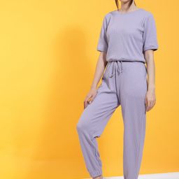 Rigo Self-Textured Pure Cotton Waffle Knit Top Joggers Co-ord Set-53