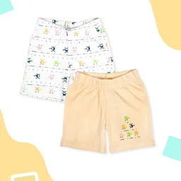 MeeMee Unisex Pack of 2 Kids Peach-Coloured Printed Regular Fit Regular Shorts-16