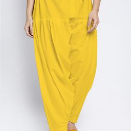 Jinfo Women Yellow Solid Pure Cotton Loose Fit Salwar-image-88