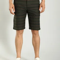 Indian Terrain Men Striped Slim Fit Mid-Rise Regular Cotton Shorts-image-79