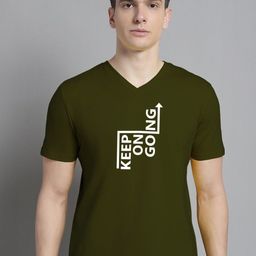 FBAR Typography Printed V-Neck Slim Fit Cotton T-shirt-image-32