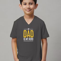 Friskers Boys Typography Printed V-Neck Slim Fit Pure Cotton T-shirt-image-61