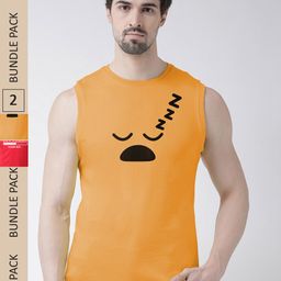 Friskers Pack Of 2 Printed Sleeveless Slim Fit Pure Cotton Sports T-shirt-image-44
