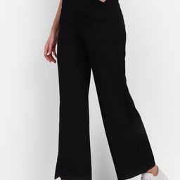 BROADSTAR Women Smart High-Rise Knitted Easy Wash Bootcut Trousers-picture-7