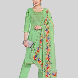 TAVAS Floral Embroidered Mirror Work Unstitched Dress Material-image-87