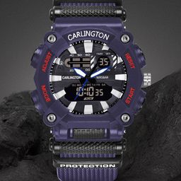CARLINGTON Men Embellished Dial & Blue Straps Analogue And Digital Watch CT 3311 Blue-22
