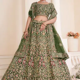 ODETTE Embroidered Semi-Stitched Lehenga & Unstitched Blouse With Dupatta-picture-28