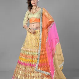 Fusionic Embroidered Patchwork Semi-Stitched Lehenga & Unstitched Blouse With Dupatta-11
