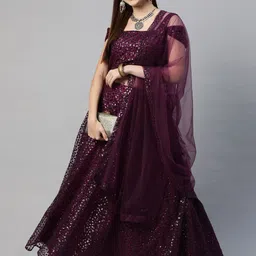 FABPIXEL Embroidered Sequinned Semi-Stitched Lehenga & Unstitched Blouse With Dupatta-7